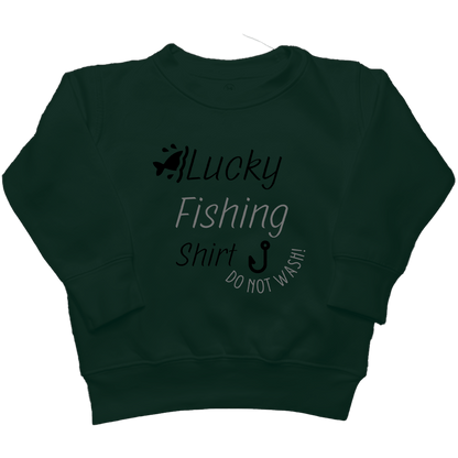 Lucky Fishing Shirt Kids Crew Neck Sweatshirt - Muddy Boots Clothing - Crew Neck Sweatshirt