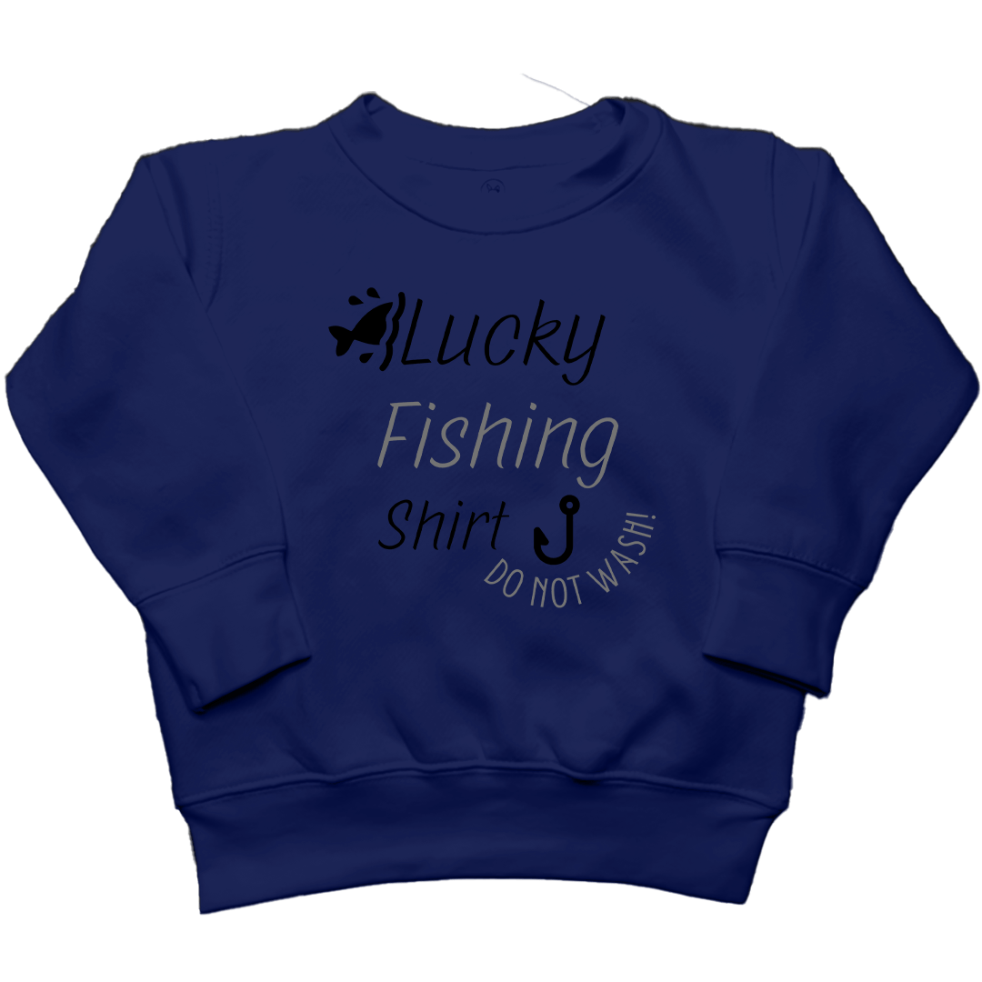 Lucky Fishing Shirt Kids Crew Neck Sweatshirt - Muddy Boots Clothing - Crew Neck Sweatshirt