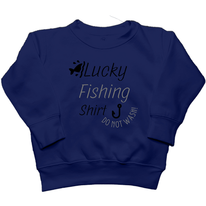 Lucky Fishing Shirt Kids Crew Neck Sweatshirt - Muddy Boots Clothing - Crew Neck Sweatshirt