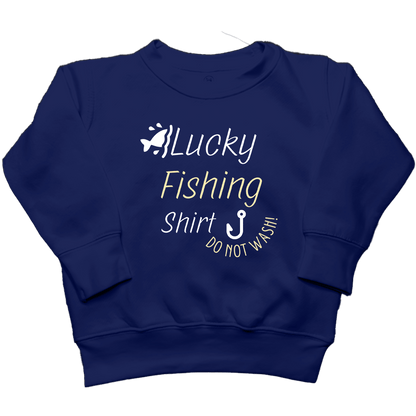 Lucky Fishing Shirt Kids Crew Neck Sweatshirt - Muddy Boots Clothing - Crew Neck Sweatshirt