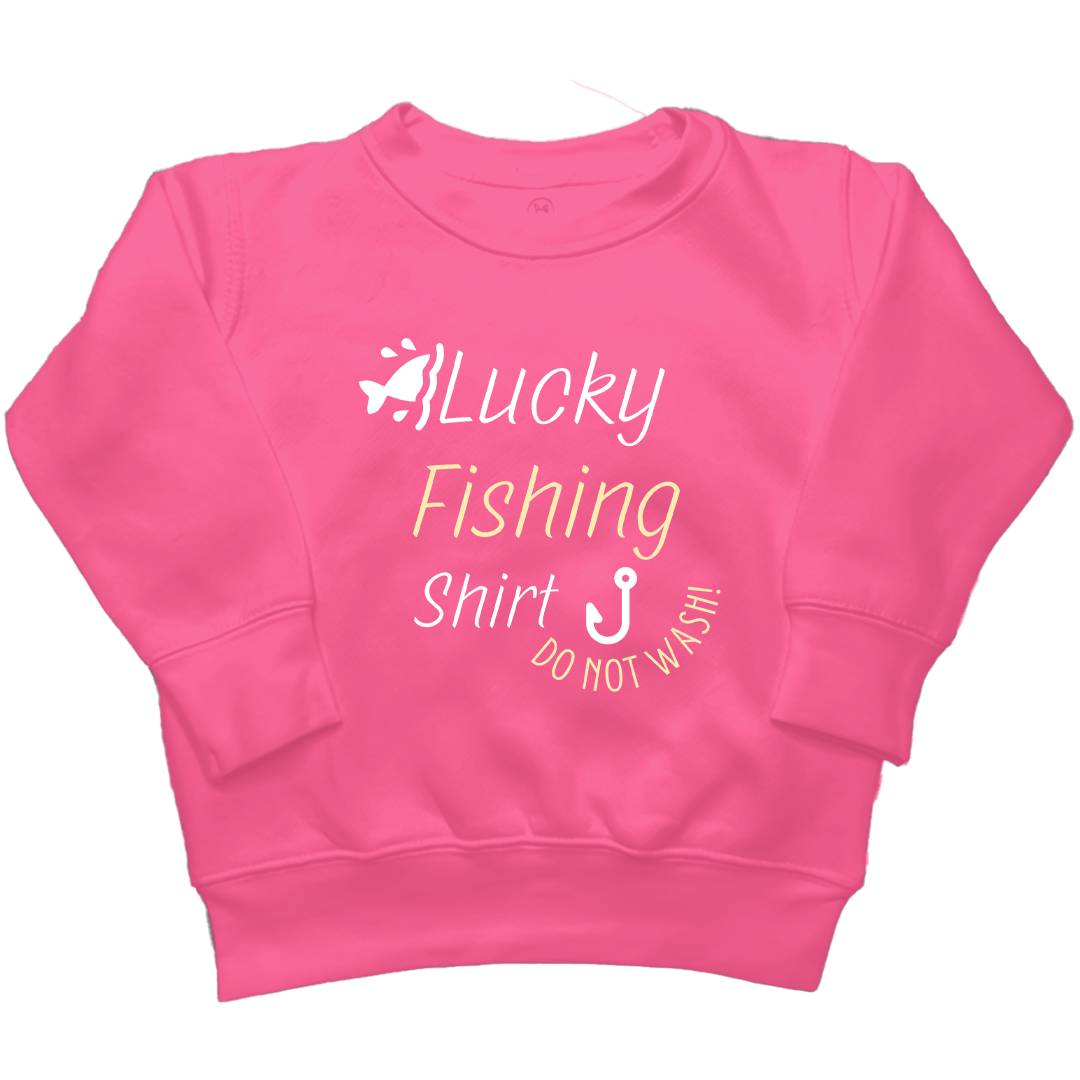 Lucky Fishing Shirt Kids Crew Neck Sweatshirt - Muddy Boots Clothing - Crew Neck Sweatshirt