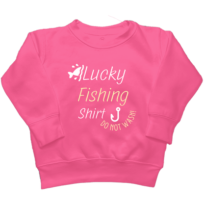 Lucky Fishing Shirt Kids Crew Neck Sweatshirt - Muddy Boots Clothing - Crew Neck Sweatshirt