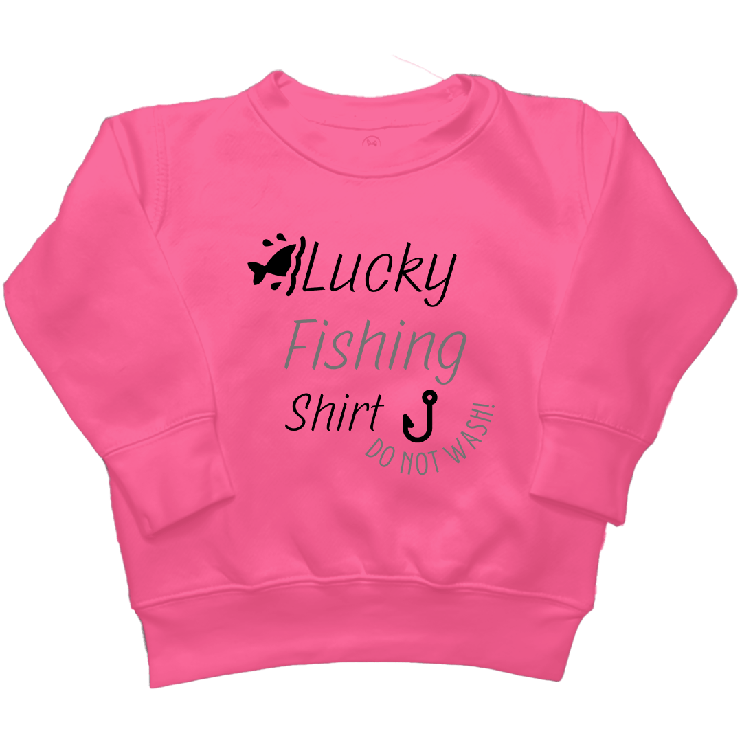 Lucky Fishing Shirt Kids Crew Neck Sweatshirt - Muddy Boots Clothing - Crew Neck Sweatshirt