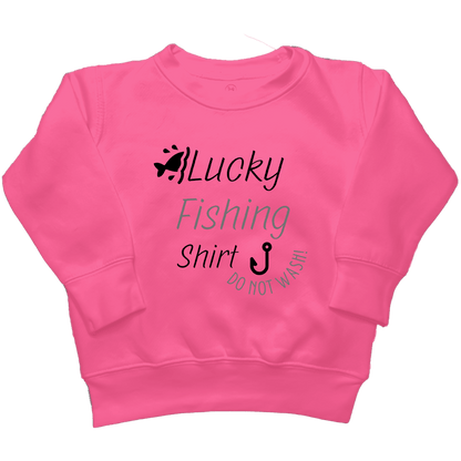 Lucky Fishing Shirt Kids Crew Neck Sweatshirt - Muddy Boots Clothing - Crew Neck Sweatshirt