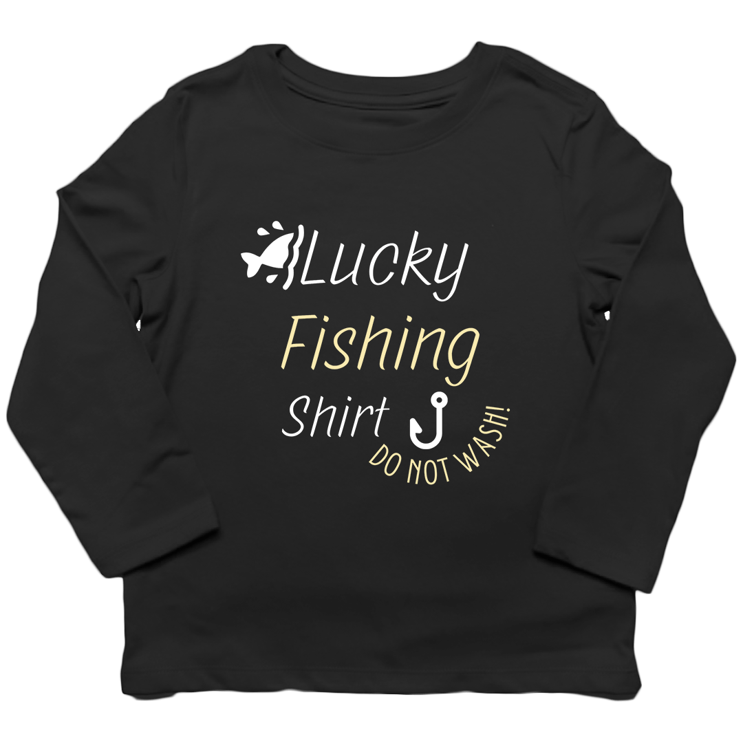 Lucky Fishing Shirt Kids Long Sleeve Tee - Muddy Boots Clothing - Long Sleeve Tee