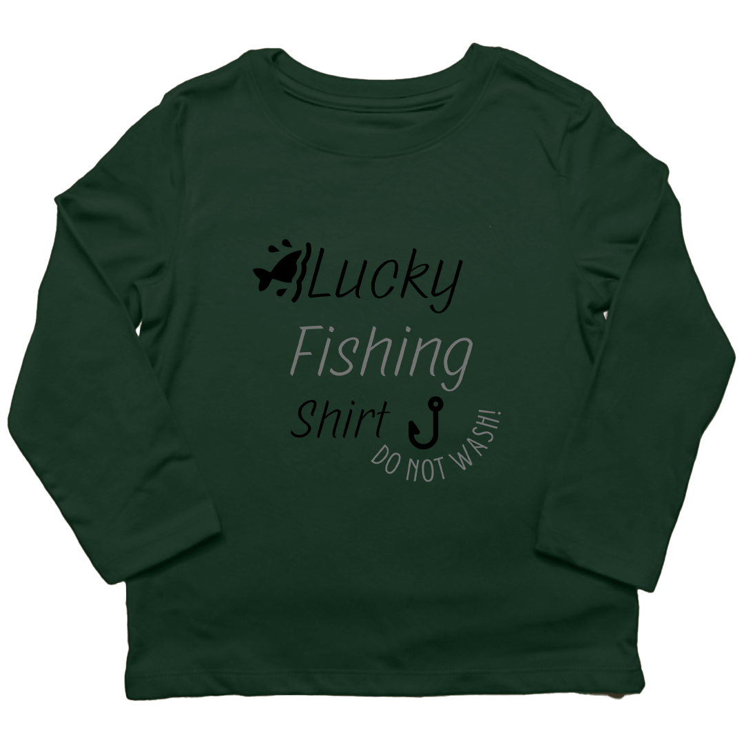 Lucky Fishing Shirt Kids Long Sleeve Tee - Muddy Boots Clothing - Long Sleeve Tee