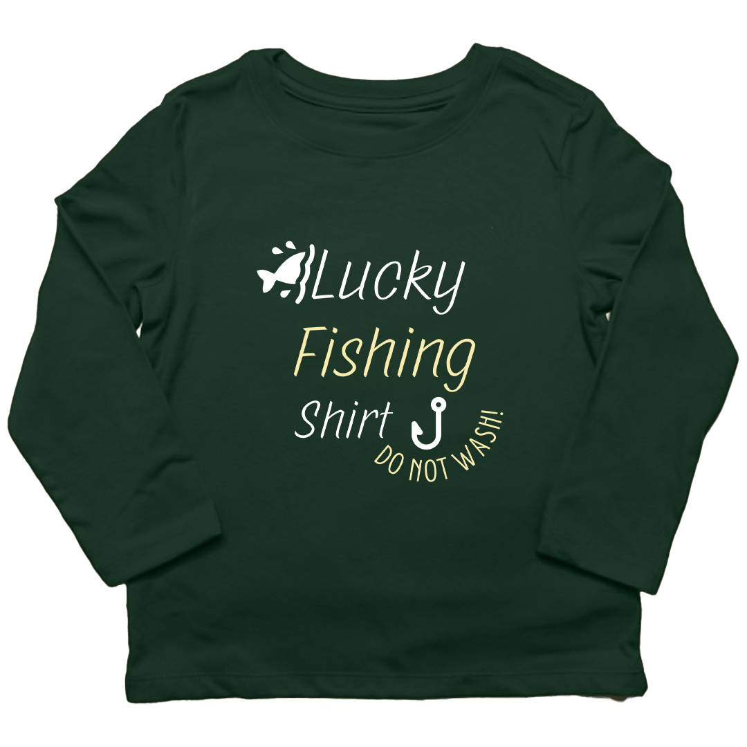Lucky Fishing Shirt Kids Long Sleeve Tee - Muddy Boots Clothing - Long Sleeve Tee