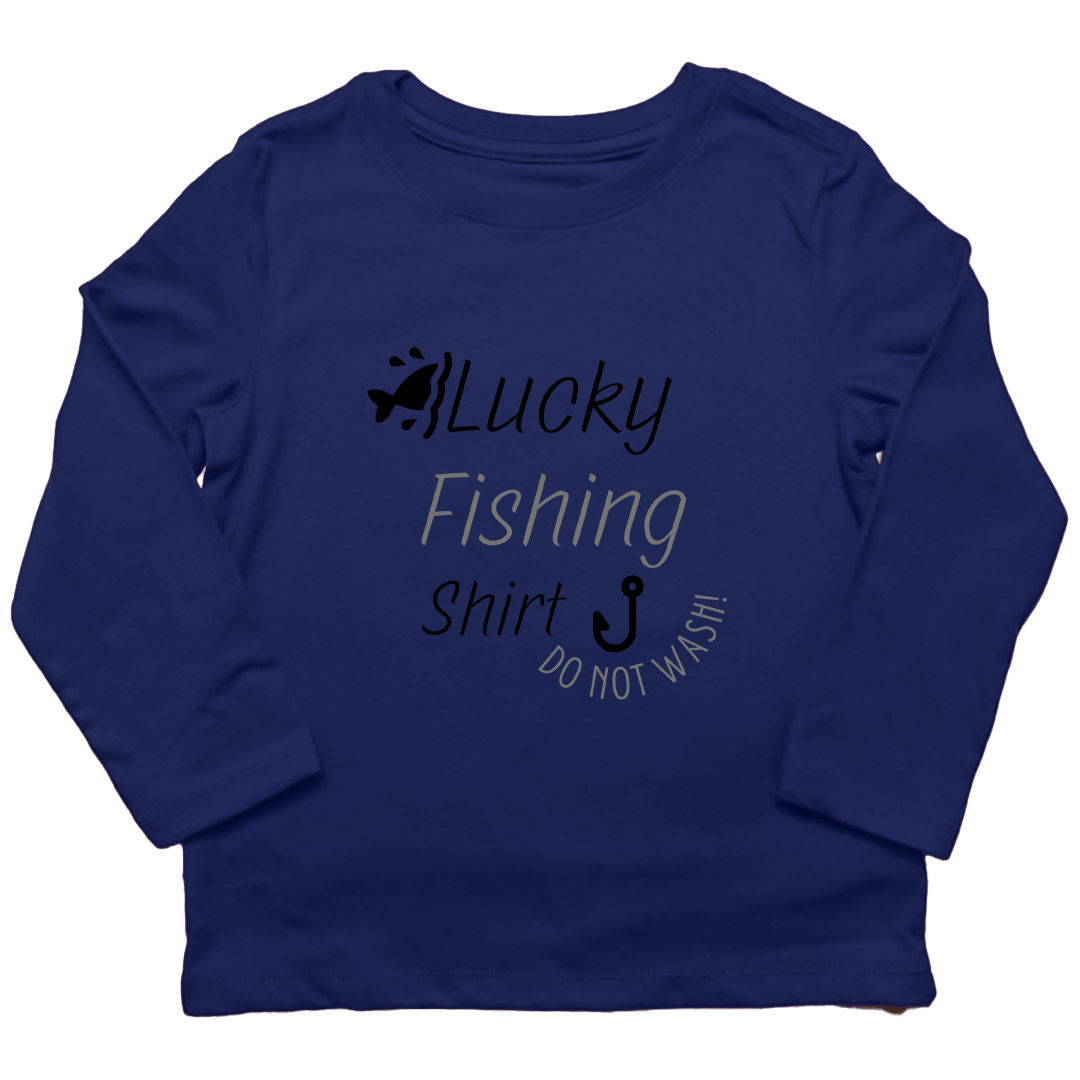 Lucky Fishing Shirt Kids Long Sleeve Tee - Muddy Boots Clothing - Long Sleeve Tee