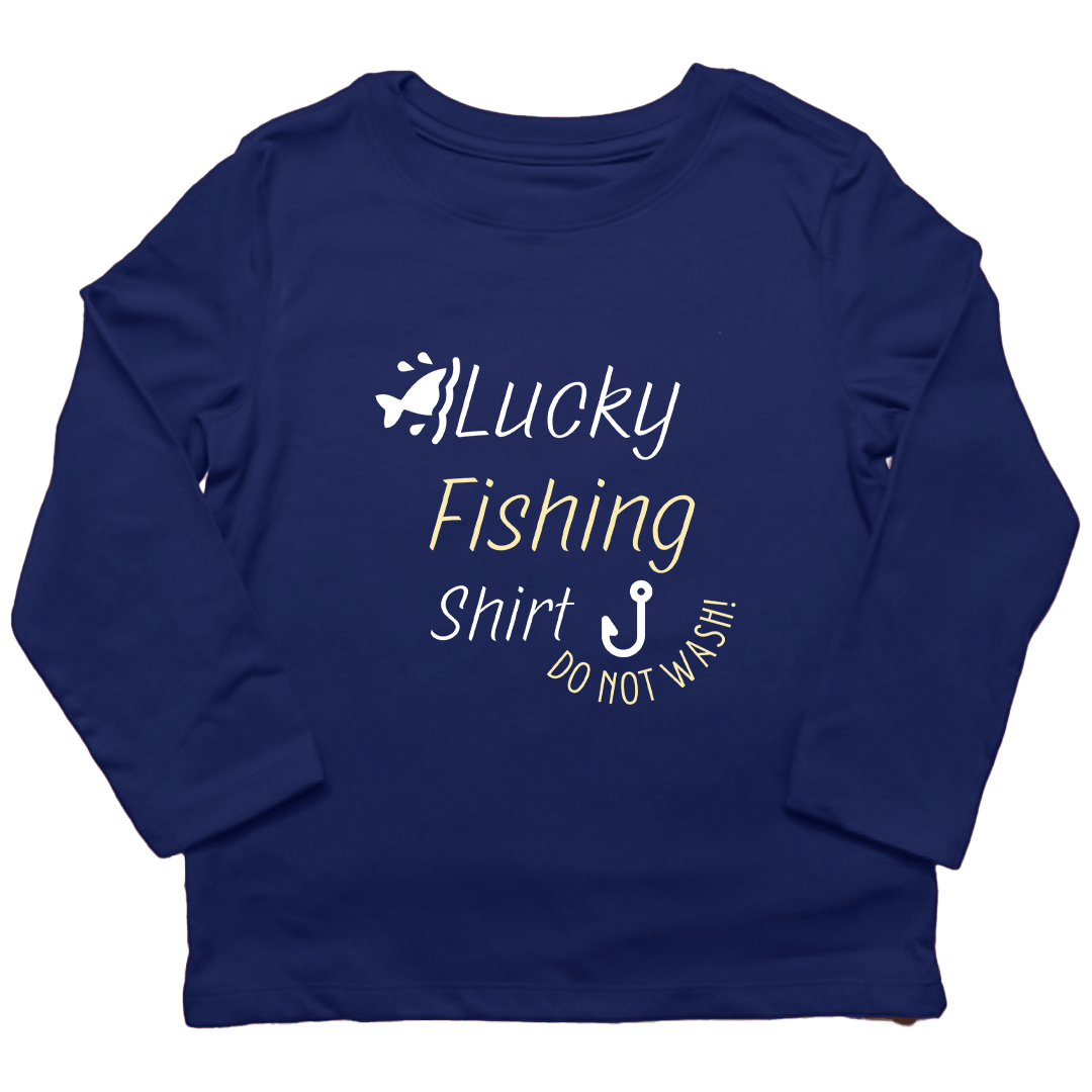 Lucky Fishing Shirt Kids Long Sleeve Tee - Muddy Boots Clothing - Long Sleeve Tee
