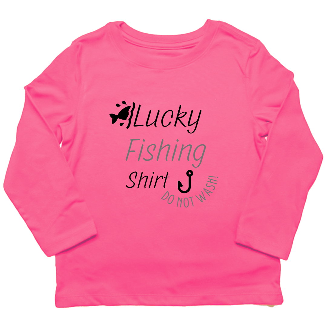 Lucky Fishing Shirt Kids Long Sleeve Tee - Muddy Boots Clothing - Long Sleeve Tee