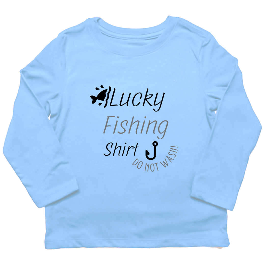 Lucky Fishing Shirt Toddler Long Sleeve Tee - Muddy Boots Clothing - Long Sleeve Tee