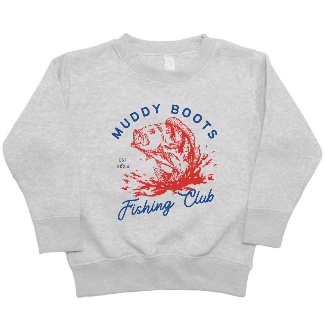 MB Fishing Club Kids Crew Neck Sweatshirt - Muddy Boots Clothing - Crew Neck Sweatshirt