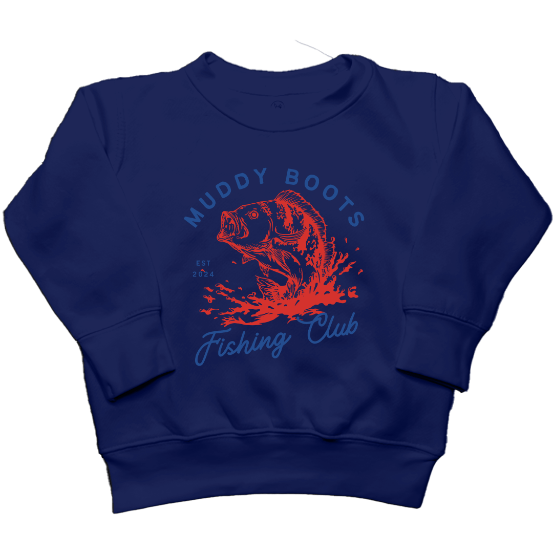 MB Fishing Club Toddler Crew Neck Sweatshirt - Muddy Boots Clothing - Crew Neck Sweatshirt