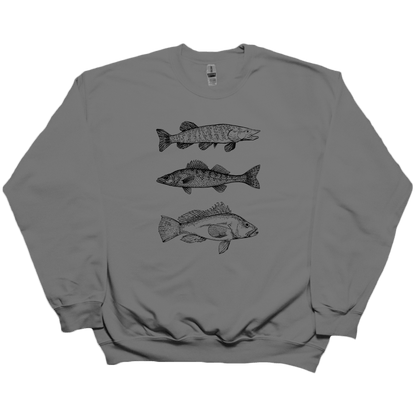 Midwest Fish Adult Crew Neck Sweatshirt - Muddy Boots Clothing - Crew Neck Sweatshirt