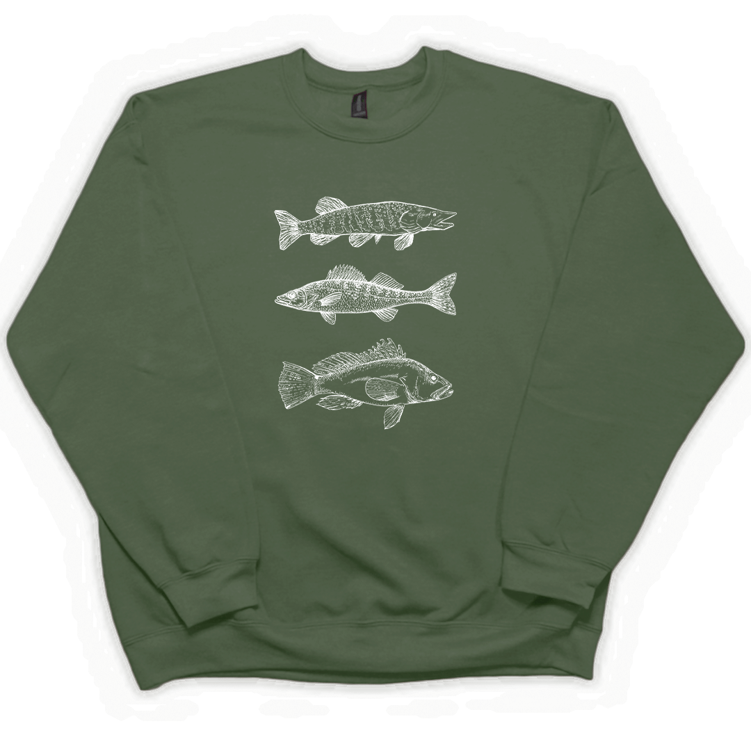 Midwest Fish Adult Crew Neck Sweatshirt - Muddy Boots Clothing - Crew Neck Sweatshirt
