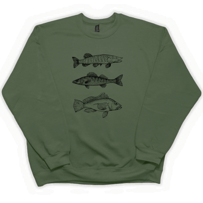 Midwest Fish Adult Crew Neck Sweatshirt - Muddy Boots Clothing - Crew Neck Sweatshirt