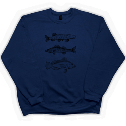 Midwest Fish Adult Crew Neck Sweatshirt - Muddy Boots Clothing - Crew Neck Sweatshirt