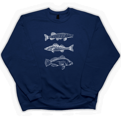 Midwest Fish Adult Crew Neck Sweatshirt - Muddy Boots Clothing - Crew Neck Sweatshirt