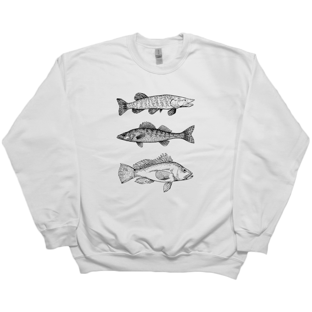 Midwest Fish Adult Crew Neck Sweatshirt - Muddy Boots Clothing - Crew Neck Sweatshirt