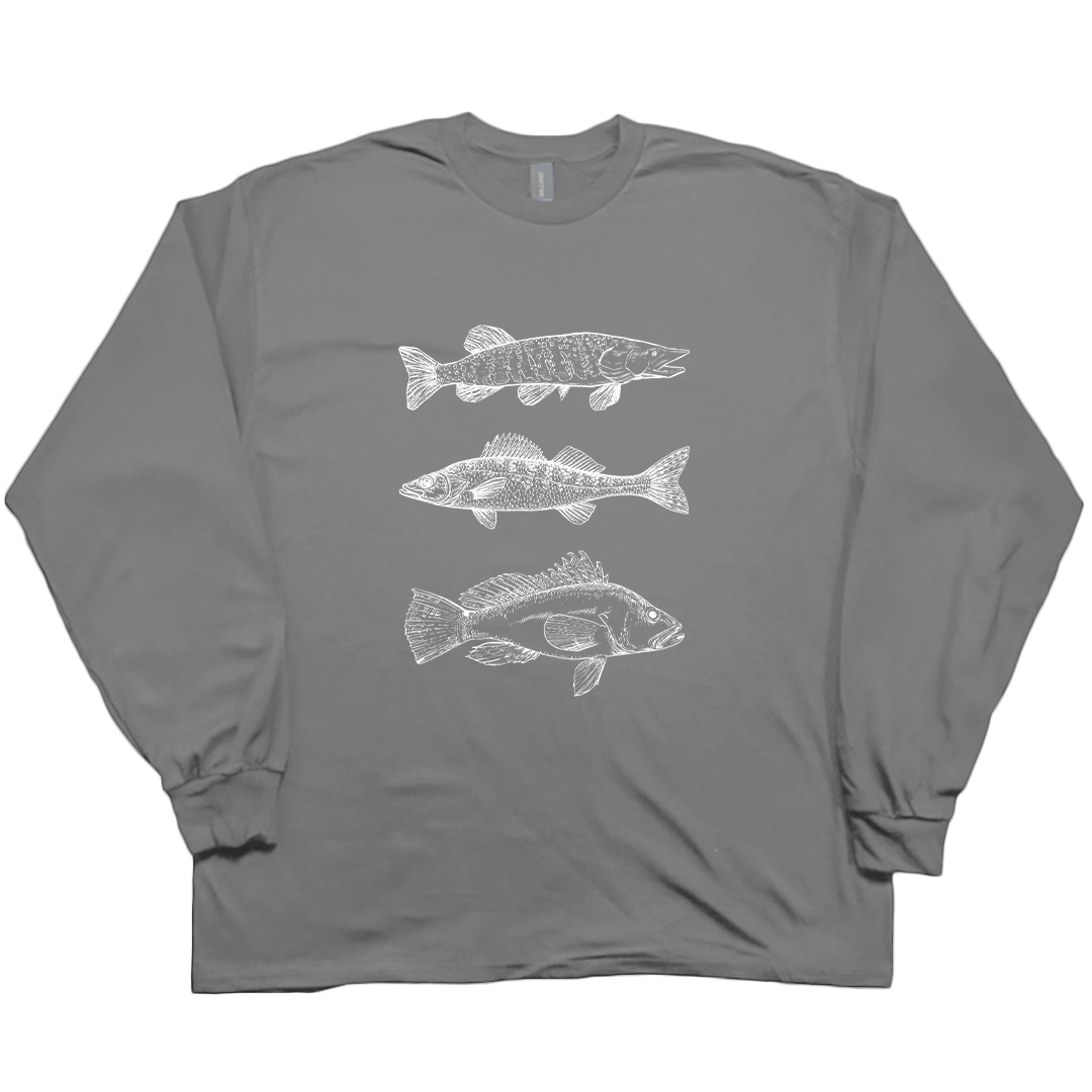Midwest Fish Adult Long Sleeve Tee - Muddy Boots Clothing - Long Sleeve Tee