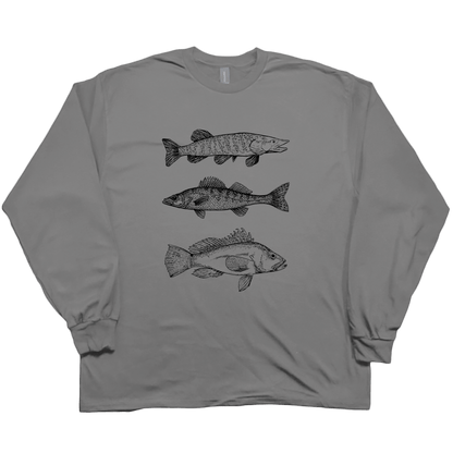 Midwest Fish Adult Long Sleeve Tee - Muddy Boots Clothing - Long Sleeve Tee