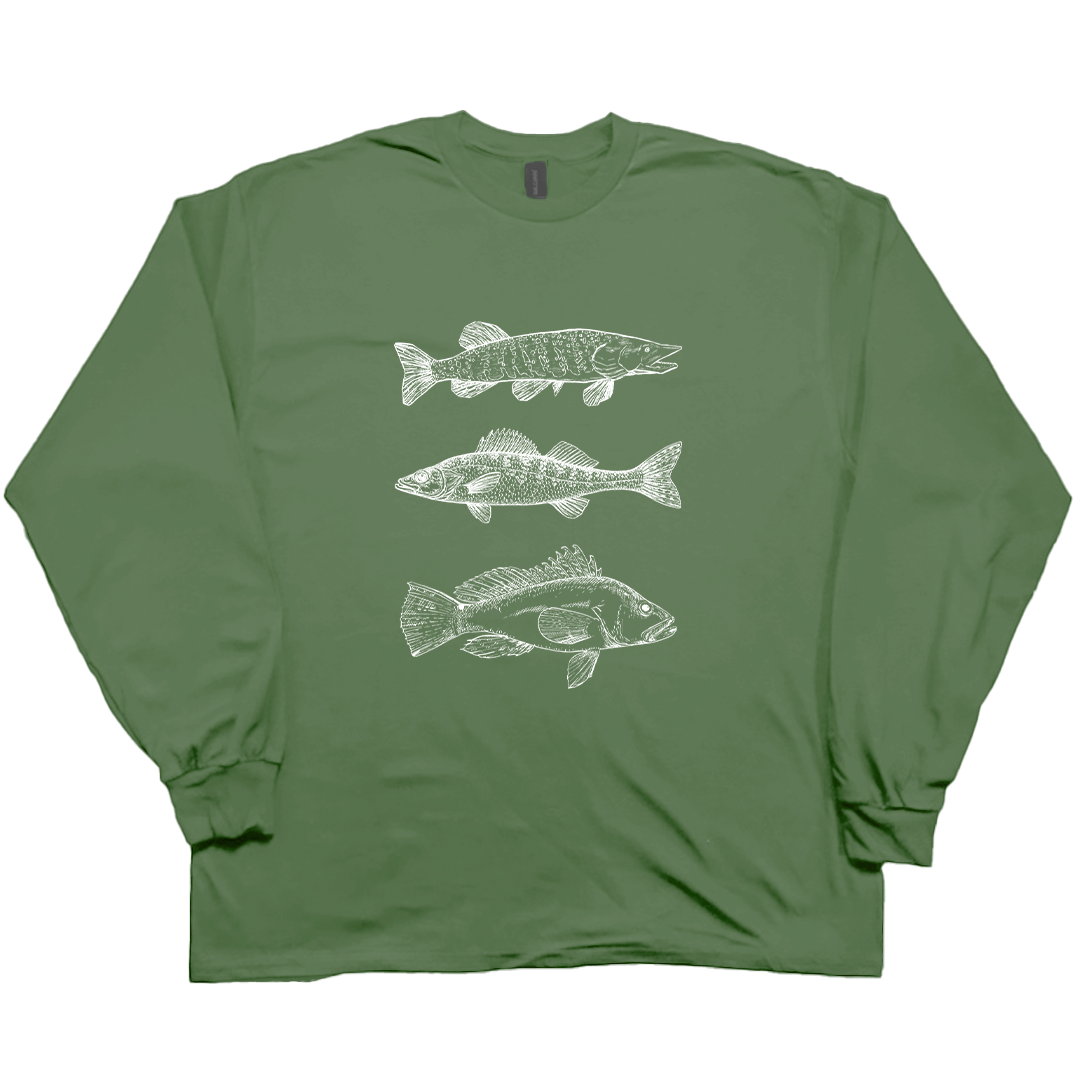 Midwest Fish Adult Long Sleeve Tee - Muddy Boots Clothing - Long Sleeve Tee
