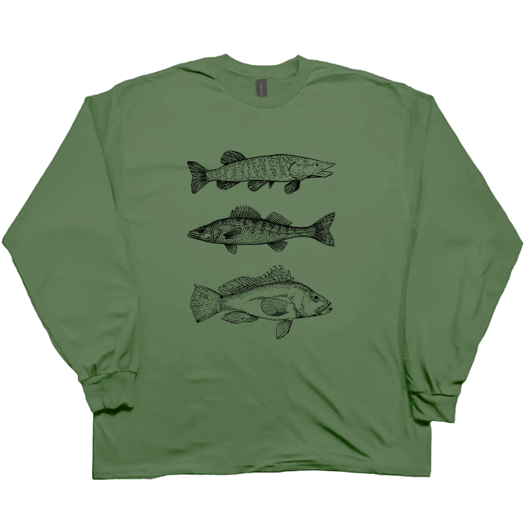 Midwest Fish Adult Long Sleeve Tee - Muddy Boots Clothing - Long Sleeve Tee