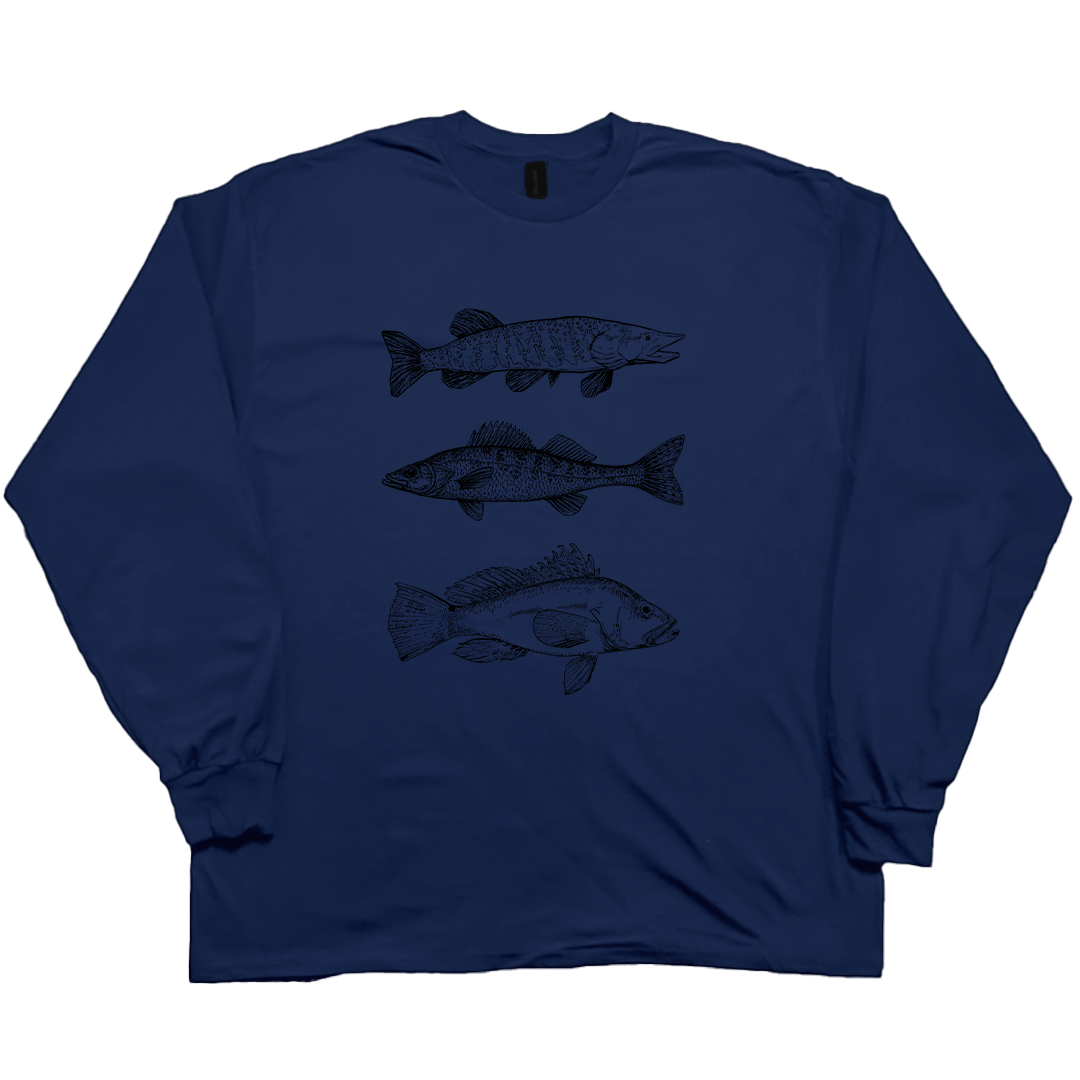 Midwest Fish Adult Long Sleeve Tee - Muddy Boots Clothing - Long Sleeve Tee