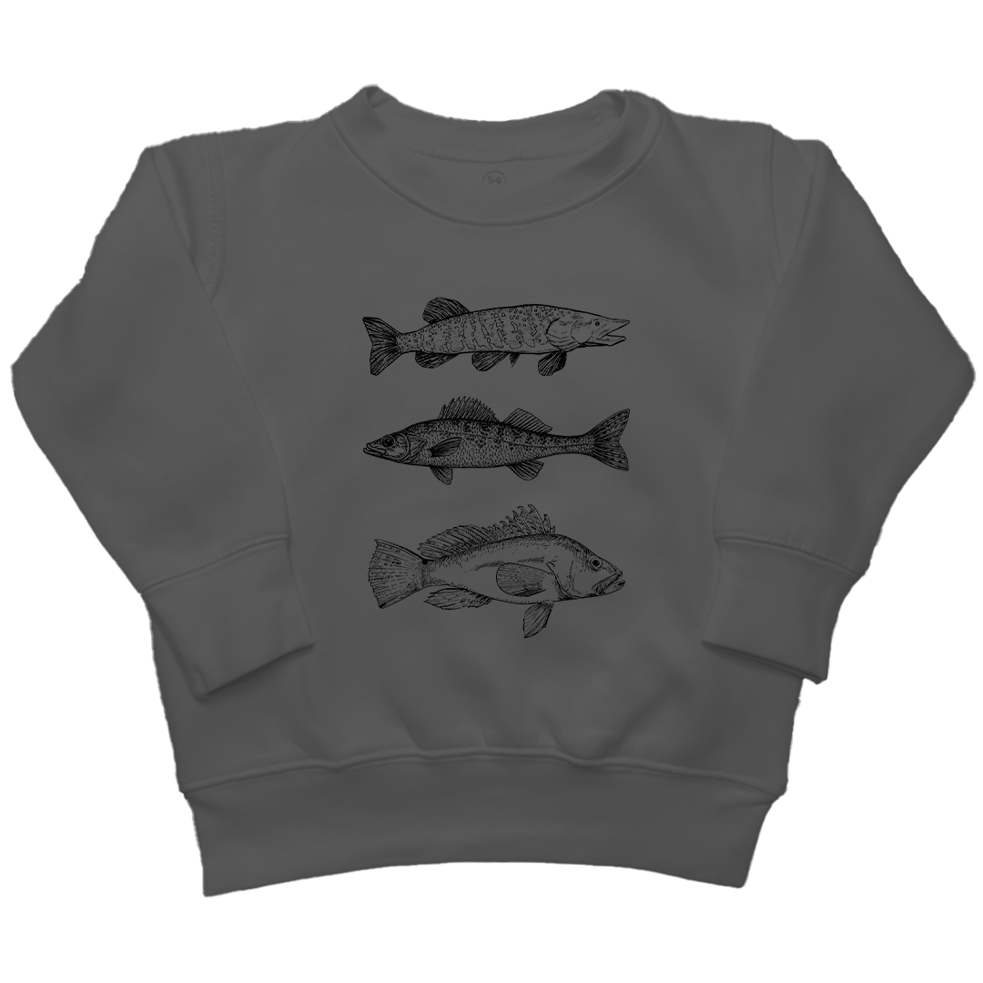 Midwest Fish Kids Crew Neck Sweatshirt - Muddy Boots Clothing - Crew Neck Sweatshirt