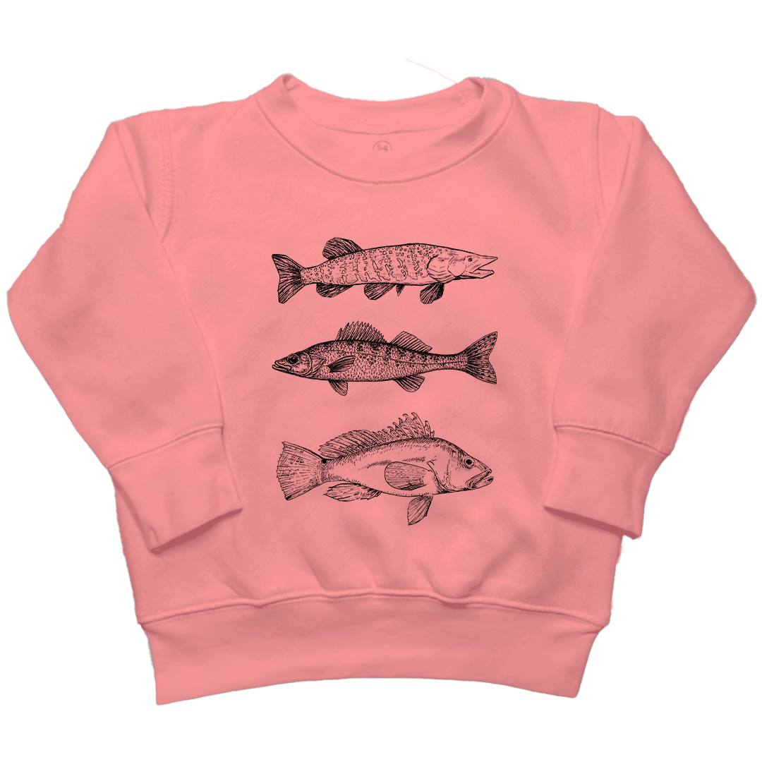Midwest Fish Toddler Crew Neck Sweatshirt - Muddy Boots Clothing - Crew Neck Sweatshirt