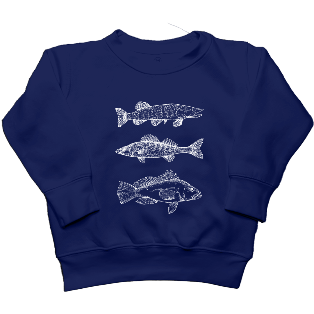 Midwest Fish Toddler Crew Neck Sweatshirt - Muddy Boots Clothing - Crew Neck Sweatshirt