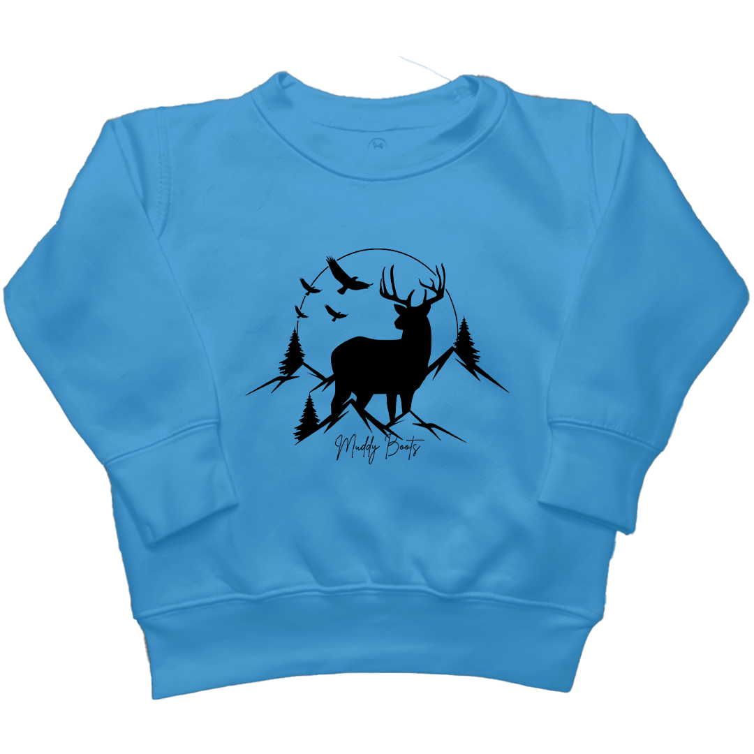 Mountain Deer Kids Crew Neck Sweatshirt - Muddy Boots Clothing - Crew Neck Sweatshirt