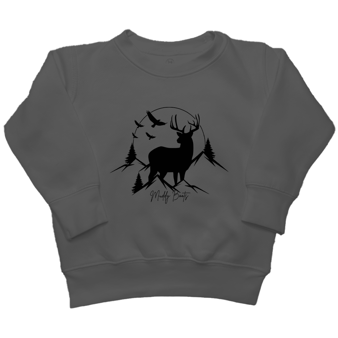 Mountain Deer Kids Crew Neck Sweatshirt - Muddy Boots Clothing - Crew Neck Sweatshirt