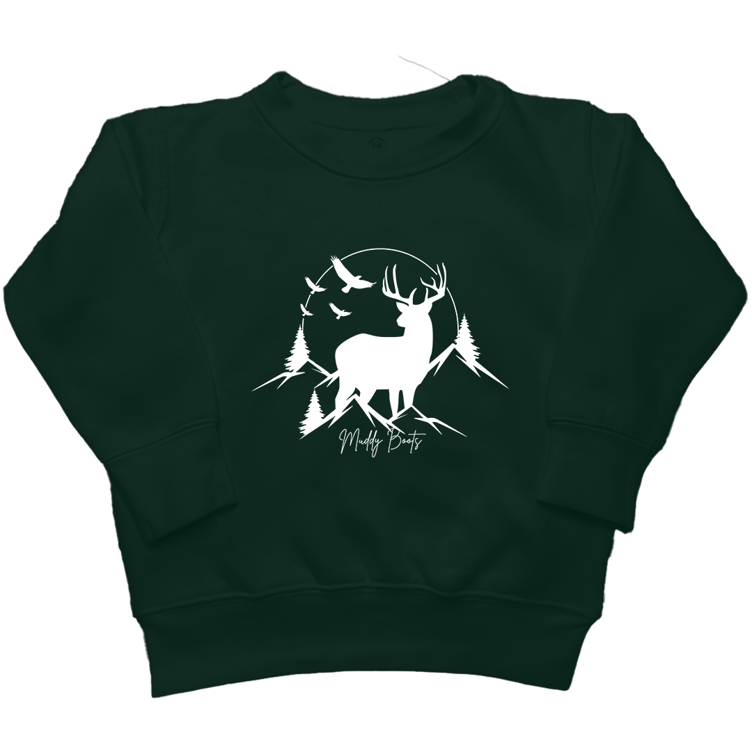 Mountain Deer Kids Crew Neck Sweatshirt - Muddy Boots Clothing - Crew Neck Sweatshirt