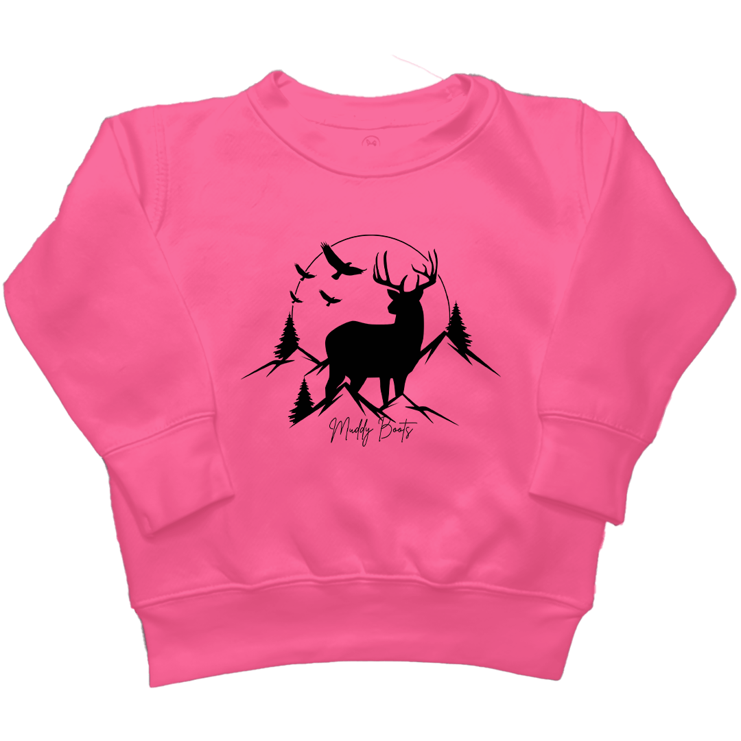 Mountain Deer Kids Crew Neck Sweatshirt - Muddy Boots Clothing - Crew Neck Sweatshirt