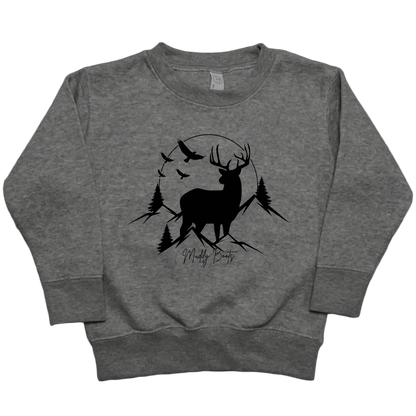 Mountain Deer Toddler Crew Neck Sweatshirt - Muddy Boots Clothing - Crew Neck Sweatshirt