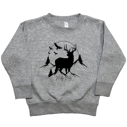 Mountain Deer Toddler Crew Neck Sweatshirt - Muddy Boots Clothing - Crew Neck Sweatshirt