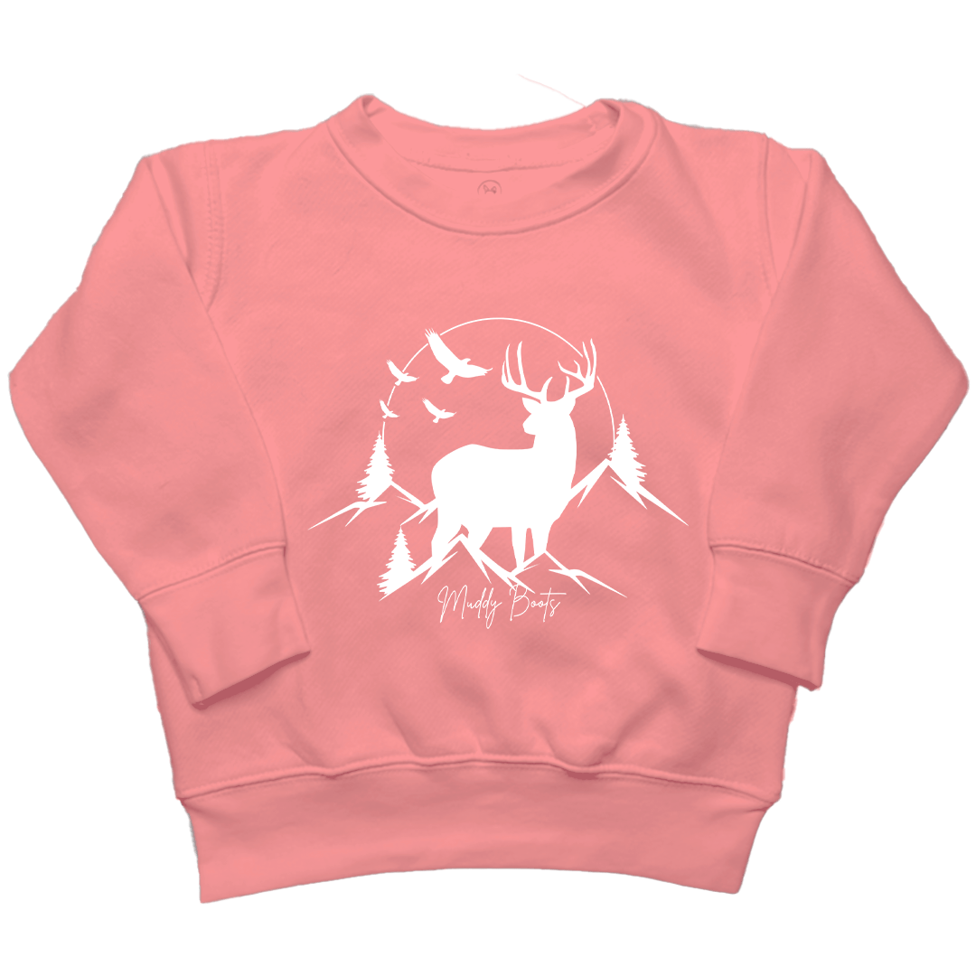 Mountain Deer Toddler Crew Neck Sweatshirt - Muddy Boots Clothing - Crew Neck Sweatshirt