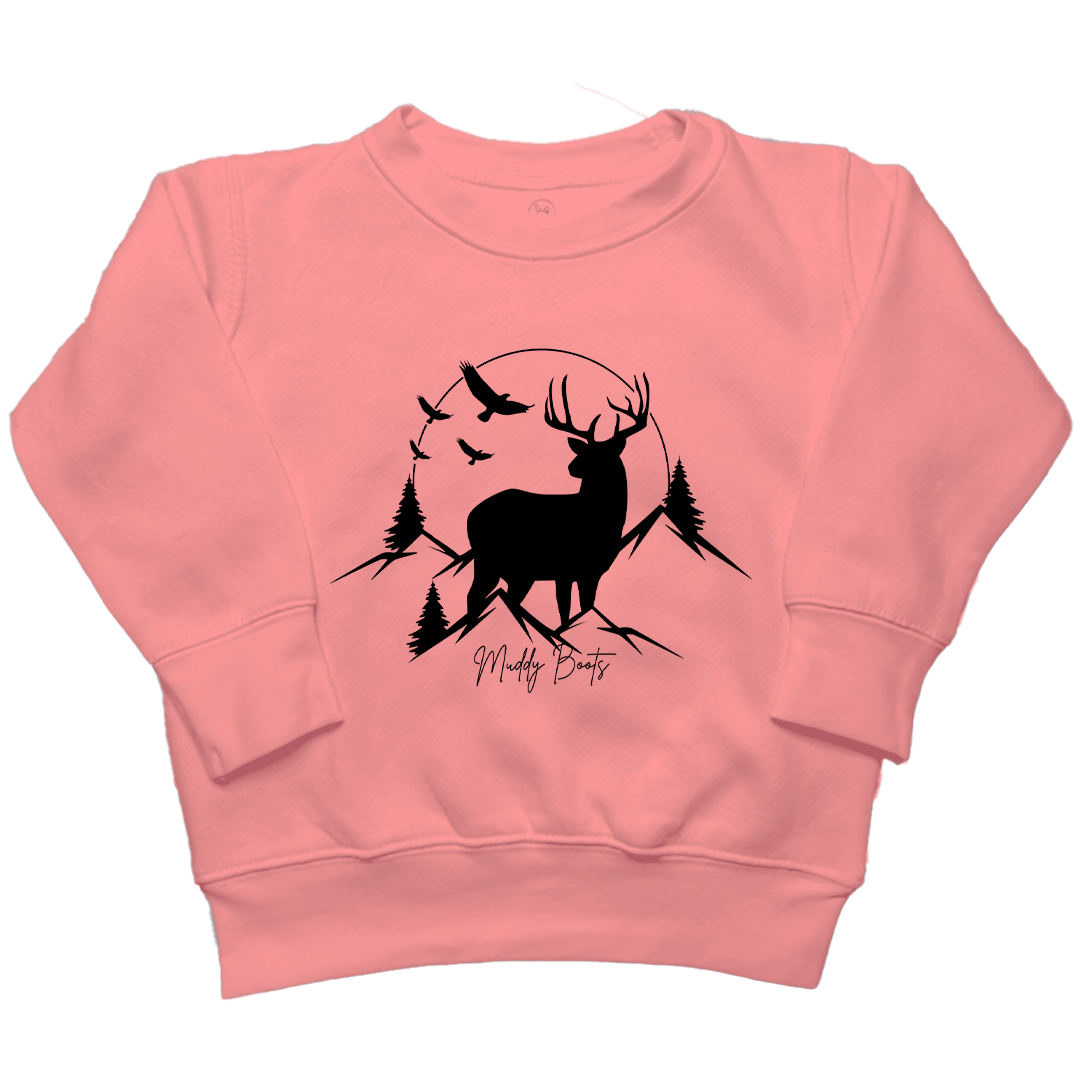 Mountain Deer Toddler Crew Neck Sweatshirt - Muddy Boots Clothing - Crew Neck Sweatshirt