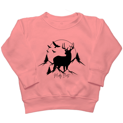 Mountain Deer Toddler Crew Neck Sweatshirt - Muddy Boots Clothing - Crew Neck Sweatshirt