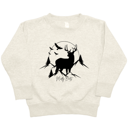 Mountain Deer Toddler Crew Neck Sweatshirt - Muddy Boots Clothing - Crew Neck Sweatshirt