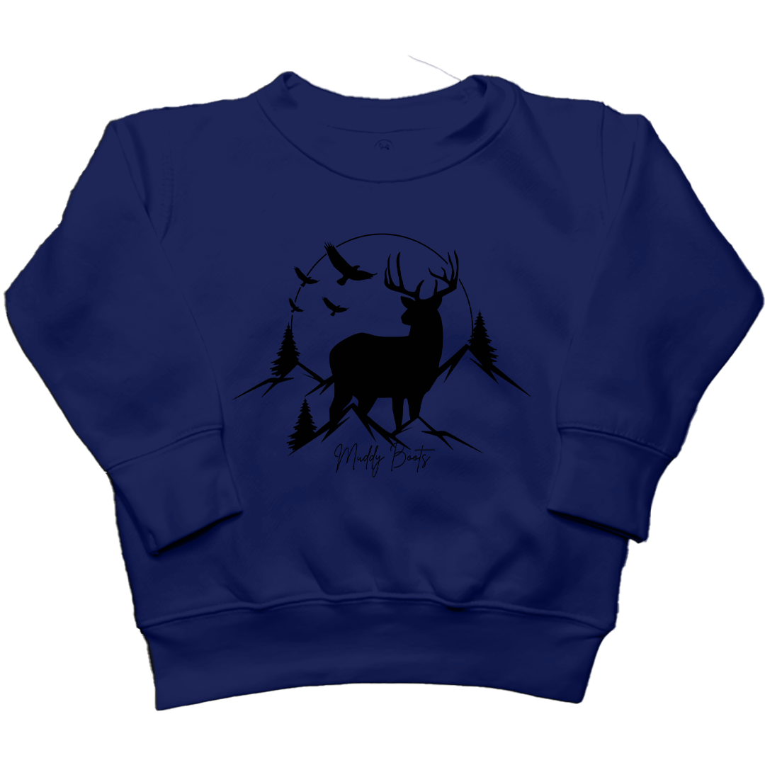 Mountain Deer Toddler Crew Neck Sweatshirt - Muddy Boots Clothing - Crew Neck Sweatshirt