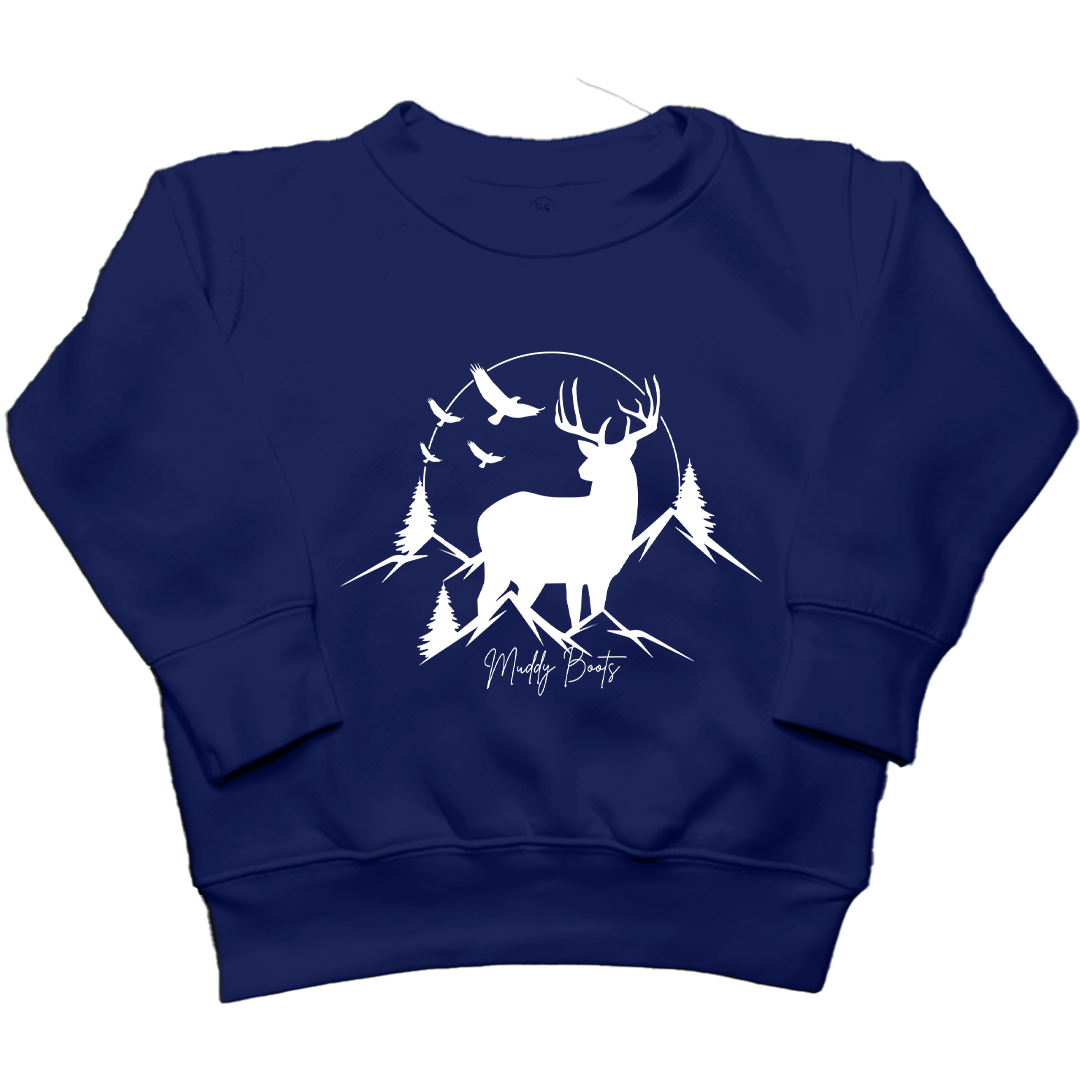 Mountain Deer Toddler Crew Neck Sweatshirt - Muddy Boots Clothing - Crew Neck Sweatshirt