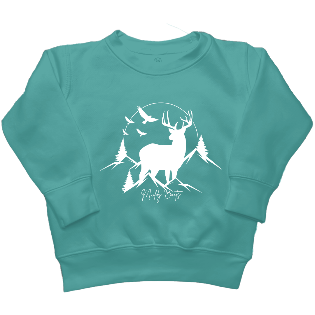 Mountain Deer Toddler Crew Neck Sweatshirt - Muddy Boots Clothing - Crew Neck Sweatshirt