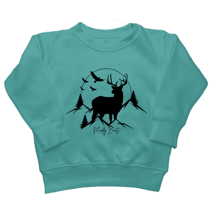 Mountain Deer Toddler Crew Neck Sweatshirt - Muddy Boots Clothing - Crew Neck Sweatshirt