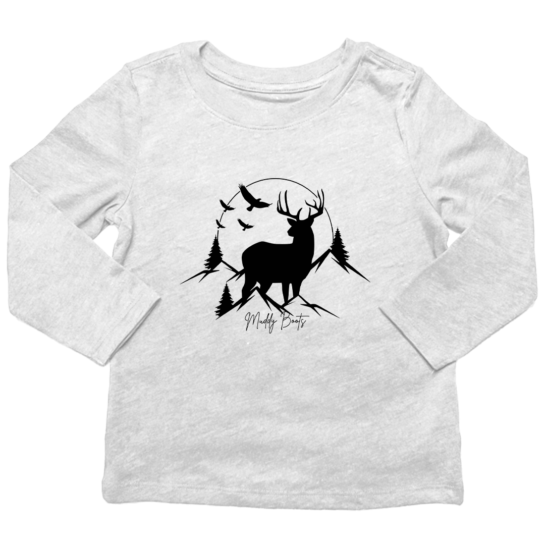 Mountain Deer Toddler Long Sleeve Tee - Muddy Boots Clothing - Long Sleeve Tee