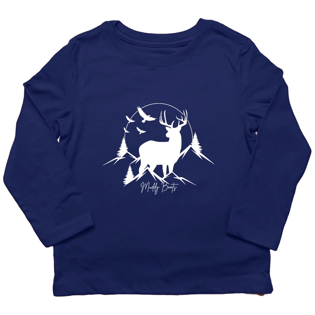 Mountain Deer Toddler Long Sleeve Tee - Muddy Boots Clothing - Long Sleeve Tee