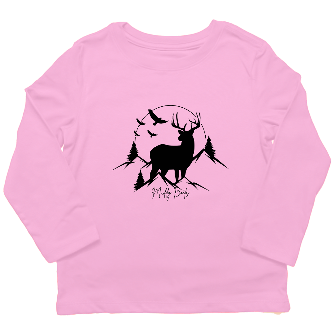 Mountain Deer Toddler Long Sleeve Tee - Muddy Boots Clothing - Long Sleeve Tee