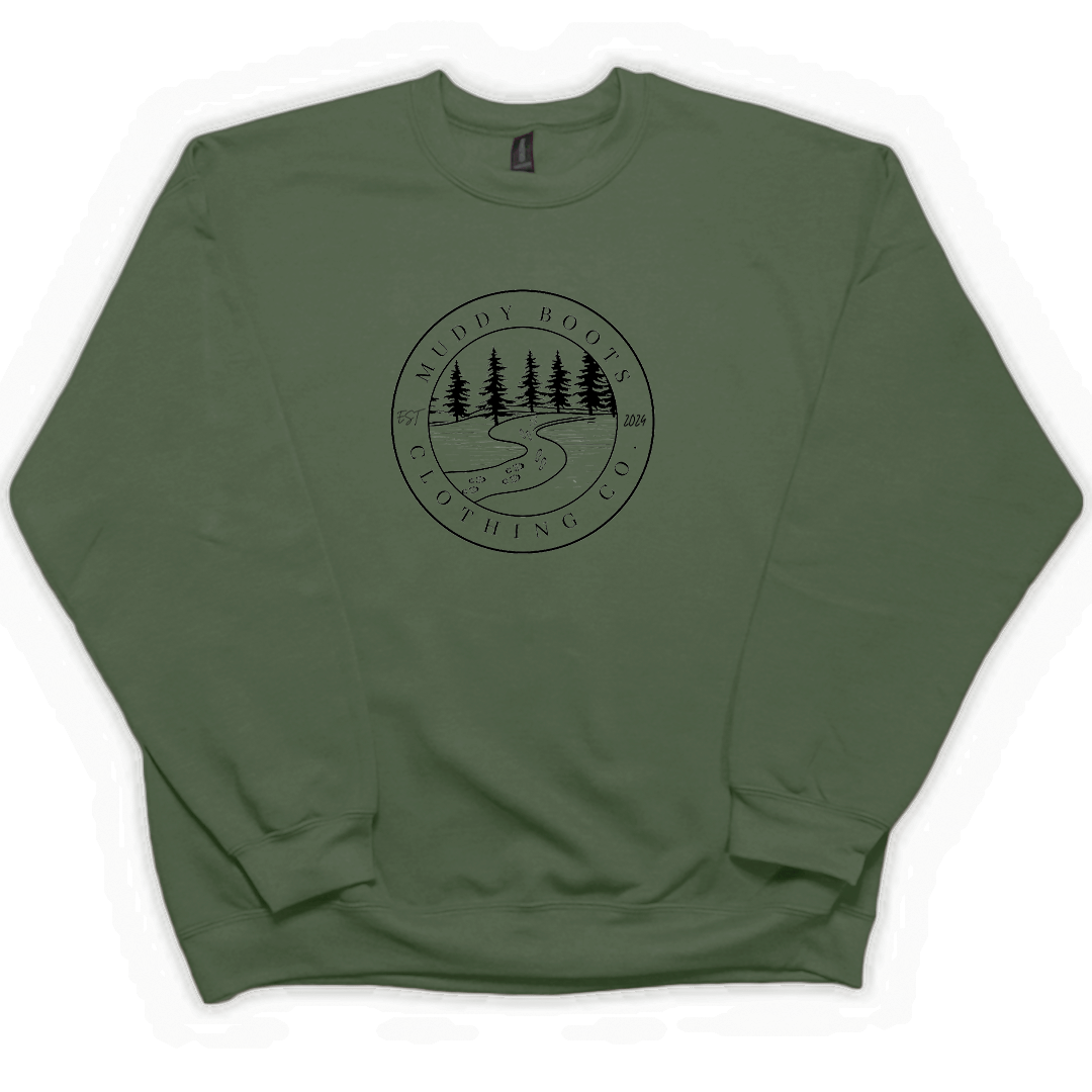 Muddy Trails Adult Crew Neck Sweatshirt - Muddy Boots Clothing - Crew Neck Sweatshirt