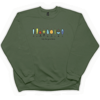 Only The Good Baits Adult Crew Neck Sweatshirt - Muddy Boots Clothing - Crew Neck Sweatshirt